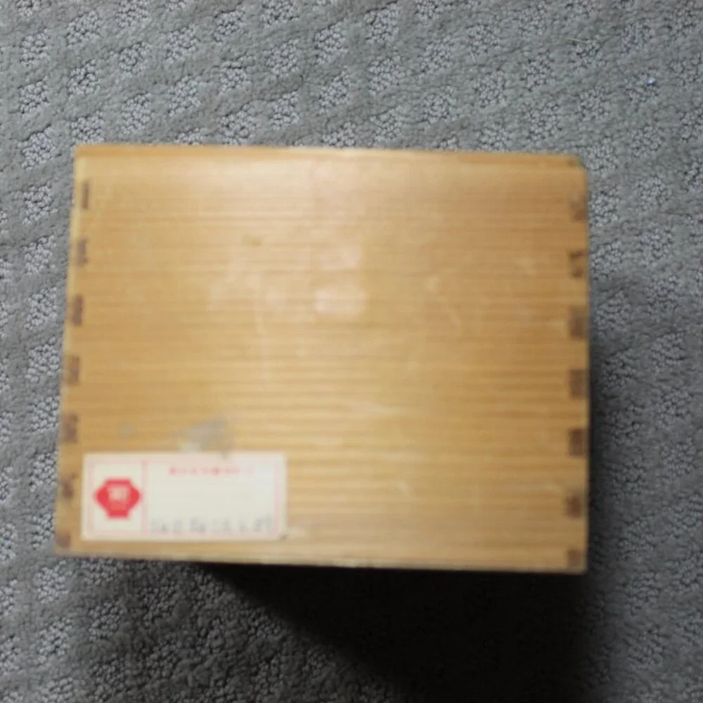 Lot Of 5 Blue White Japanese Porcelain Plate Set With Bamboo Forks In Wooden Box